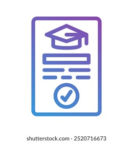 Academic certificate gradient icons. designs for diplomas and awards. editable stroke perfect for websites, ui and interfaces.