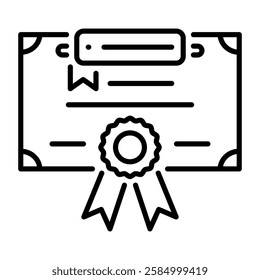 Academic certificate icon in linear style 