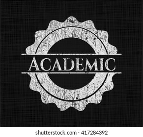 Emblema académico de tiza, estilo retro, tiza o textura de pizarra
