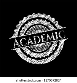 Academic chalkboard emblem on black board