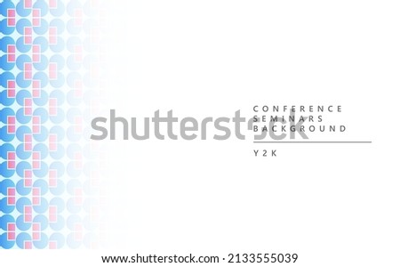 Academic conference and seminar vector backdrop template with blue and red geometric shapes element.