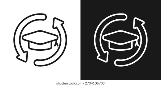 Icono de ciclo académico en estilo de línea en blanco y negro