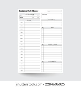 Academic Daily Planner,Study Planner,Daily Planner Template,Undated Daily Planner,daily agenda,daily insert,daily planner