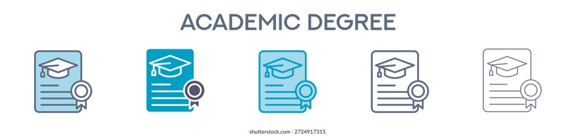 Elemento De Grau Acadêmico Para Design Gráfico - Estilos Múltiplos. Ilustração Vetorial De Duas Cores E Preto. Vários Designs De Ícones Podem Ser Usados Para Celular, Interface Do Usuário, Web