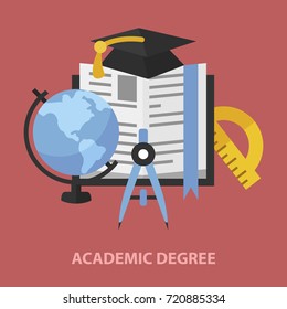 Academic degree flat concept. Vector illustration