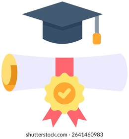 Academic Degrees Icon Flat Vector Illustration