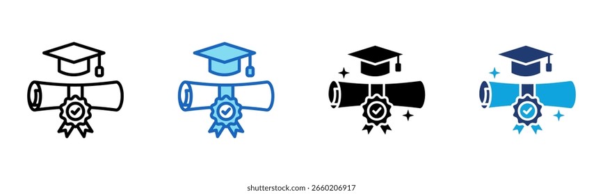 Academic Degrees icon Multi Style Vector Illustration