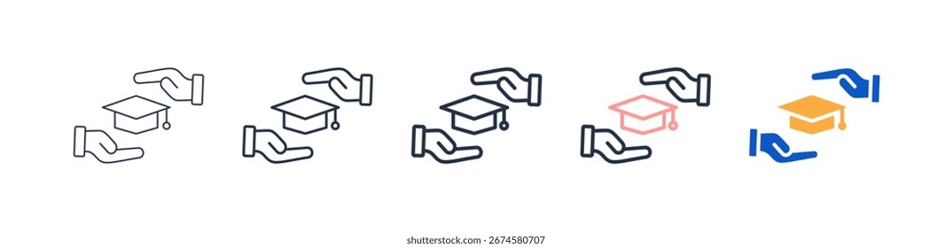 Ícones de estilo diferentes acadêmicos definem a ilustração vetorial.