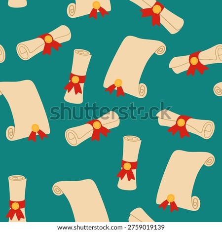 Academic Diplomas Scrolls Seamless Pattern Background