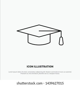 Academic, Education, Graduation hat Line Icon Vector