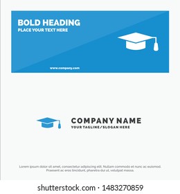 Academic, Education, Graduation hat SOlid Icon Website Banner and Business Logo Template