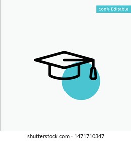 Academic, Education, Graduation hat turquoise highlight circle point Vector icon