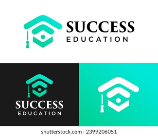 Academic education hat logo design and success icon underneath.
