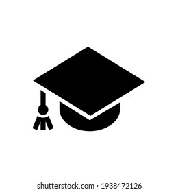 Academic education icon on a white background. The symbol of knowledge, learning, science and success. Vector isolated black and white illustration