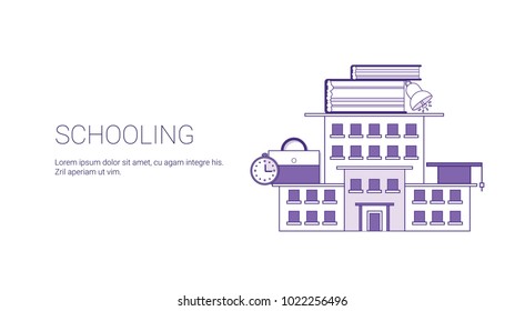 Academic Education Web Banner Template With Copy Space Thin Line Vector Illustration
