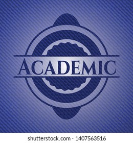 Academic emblem with jean texture. Vector Illustration. Detailed.