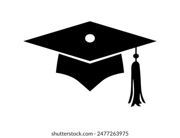 Tapa de graduación académica para graduados de la universidad, escuela secundaria, universidad. sombrero para la ceremonia de graduación. Silueta de Vector aislado