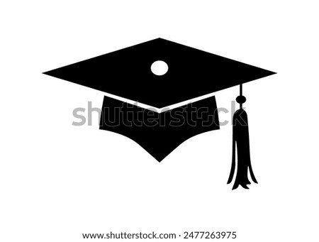 Academic graduation cap for graduates of college, high school, university. hat for degree ceremony. Isolated Vector Silhouette