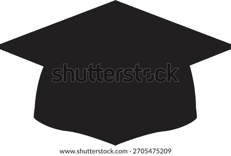 Academic graduation cap icon, minimal mortarboard silhouette for university study themes, student education graphics and scholarly achievement visuals