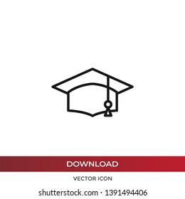Academic graduation cap icon in modern design style for web site and mobile app