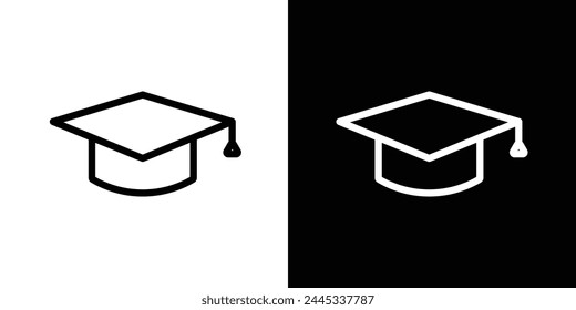 Academic Graduation Cap Icon Set. University Ceremony and Education Hat Symbols.