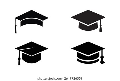 Academic graduation cap icon set vector illustration on white