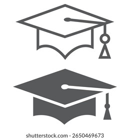 Academic graduation cap icon set vector illustration