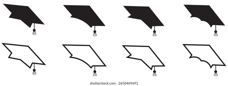 Academic graduation cap icon set vector illustration