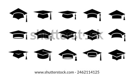 Academic graduation cap icon set vector illustration