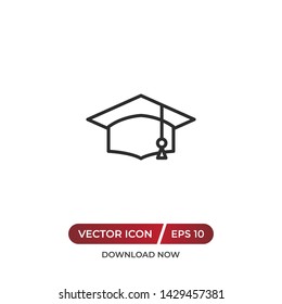 Academic graduation cap vector icon in modern design style for web site and mobile app