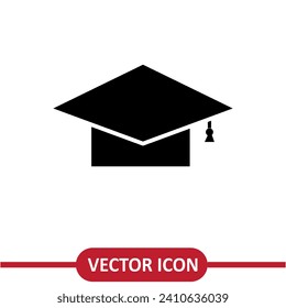 Academic graduation cap vector icon flat illustration on white background..eps