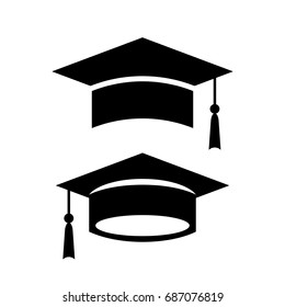 Academic graduation cap vector icon on white background