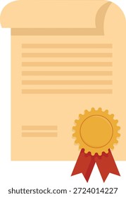 Diploma Acadêmico de Graduação e Certificado Vetor Set, Flat Education Achievement Icons com Mortarboard Caps e Golden Seals para Projetos de Início
