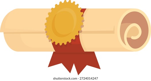 Diploma Acadêmico de Graduação e Certificado Vetor Set, Flat Education Achievement Icons com Mortarboard Caps e Golden Seals para Projetos de Início