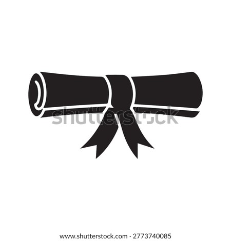 Academic graduation diploma scroll icon for education and school themes