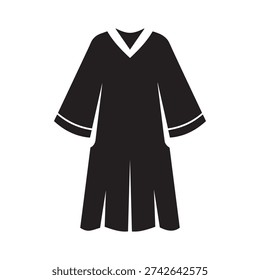 Academic Graduation Gown Silhouette Vector Icon Judicial Robe Professional Uniform Design