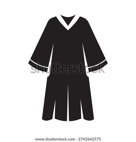 Academic Graduation Gown Silhouette Vector Icon Judicial Robe Professional Uniform Design
