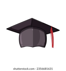 academic graduation hat cartoon. study tassel, graduate academy, object high academic graduation hat sign. isolated symbol vector illustration