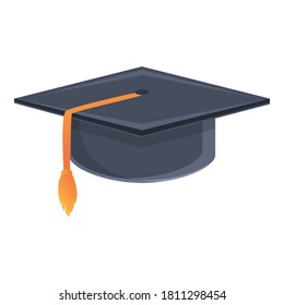 Academic graduation hat icon. Cartoon of academic graduation hat vector icon for web design isolated on white background