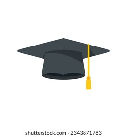 Academic graduation hat icon flat vector. School cap. College diploma isolated