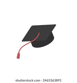 Academic graduation hat realistic .Hand drawn. Graduation hat vector or graduation cap vector illustration. School concept. Flat vector in cartoon style.