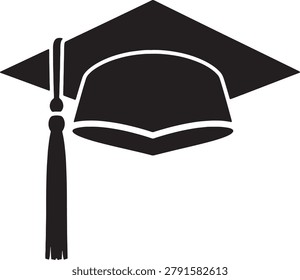 Academic graduation hat silhouette representing educational achievement and university commencement.