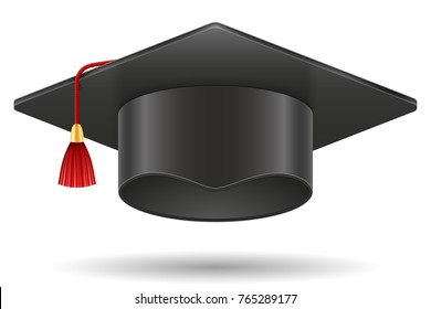 academic graduation mortarboard square cap vector illustration isolated on white background