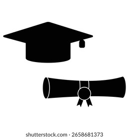 Ícone vetorial de graduação acadêmica isolado no fundo branco
