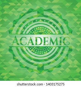 Academic green mosaic emblem. Vector Illustration. Detailed.