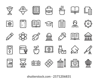 Academic Guide Line Art Icon Pack