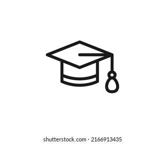 Academic hat icon concept. Modern outline high quality illustration for banners, flyers and web sites. Editable stroke in trendy flat style. Line icon of learning 