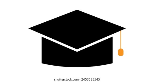 Academic Hat Icon, Silhouette Of Graduation Cap Vector Illustration. 