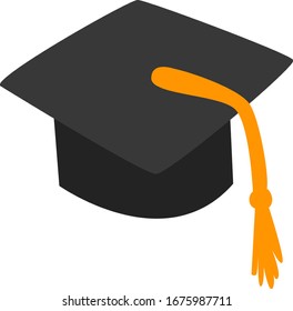 Academic hat, illustration, vector on white background.