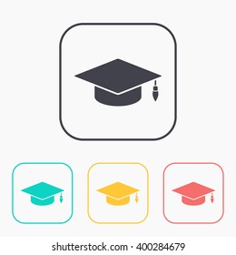 academic hat vector color icon set 